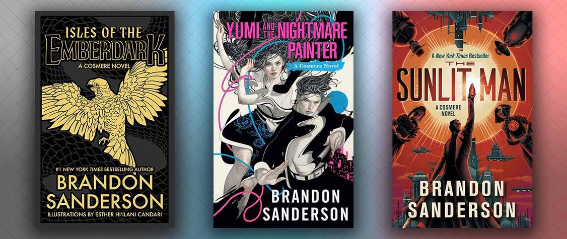 collage of cosmere titles including yumi and the nightmare hunter