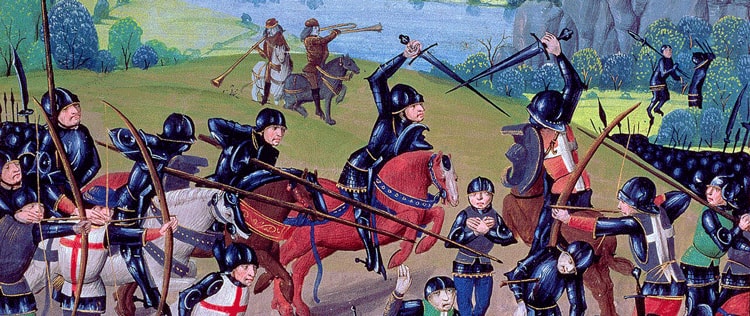 15th century miniature of the Battle of Agincourt.