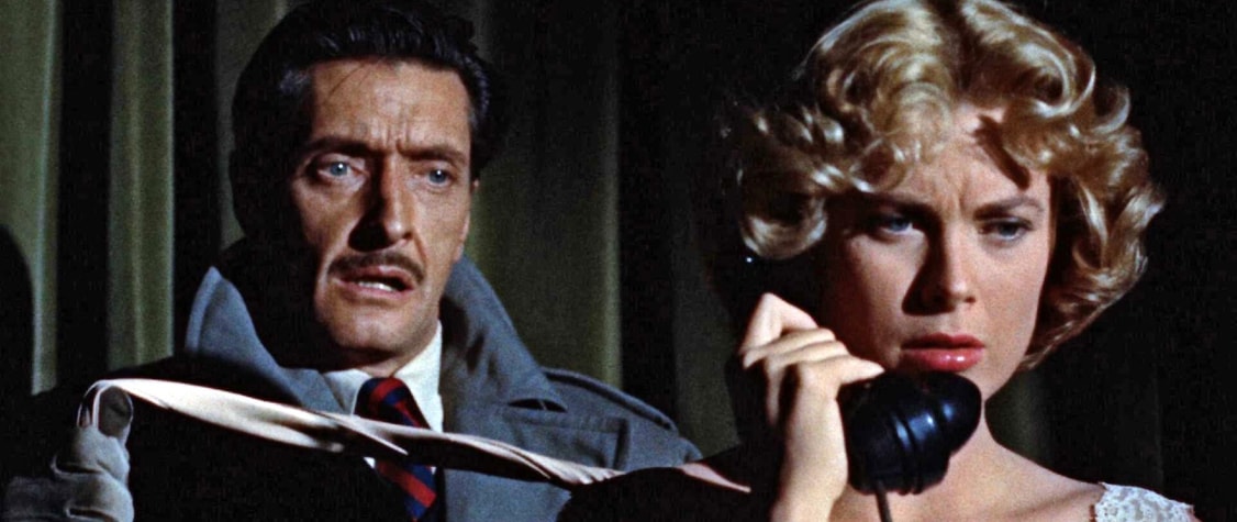 Anthony Dawson and Grace Kelly in still from the film 'Dial M for Murder'