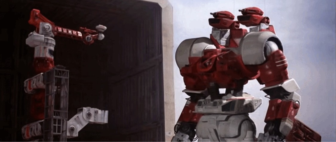 Still of combat mech from movie Robot Jox