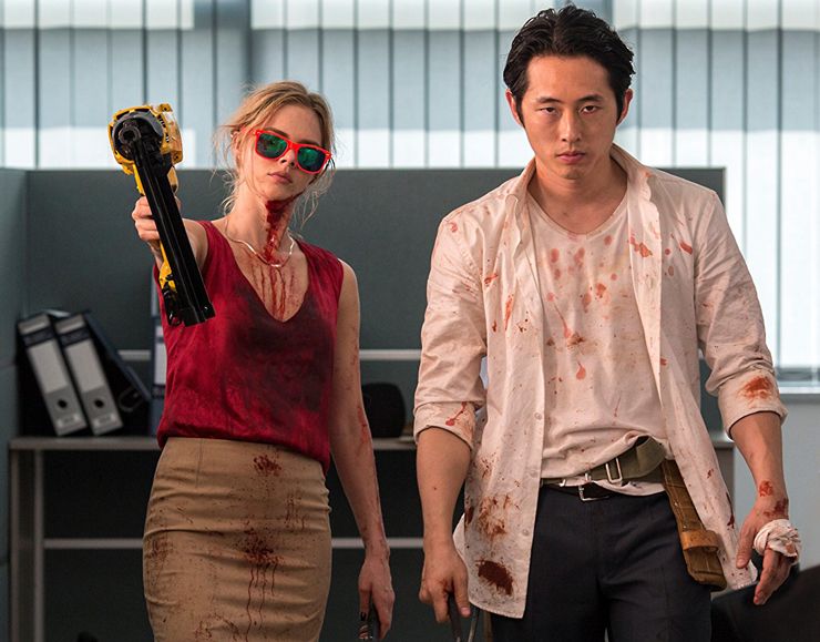 mayhem horror movie steven yeun samara weaving