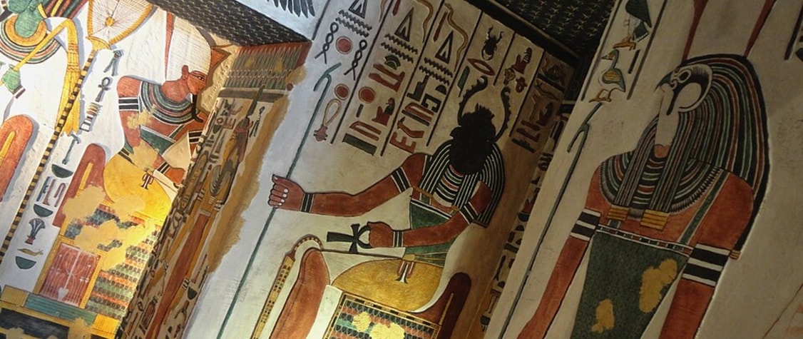 Hieroglyphics and artwork from ancient Egypt.