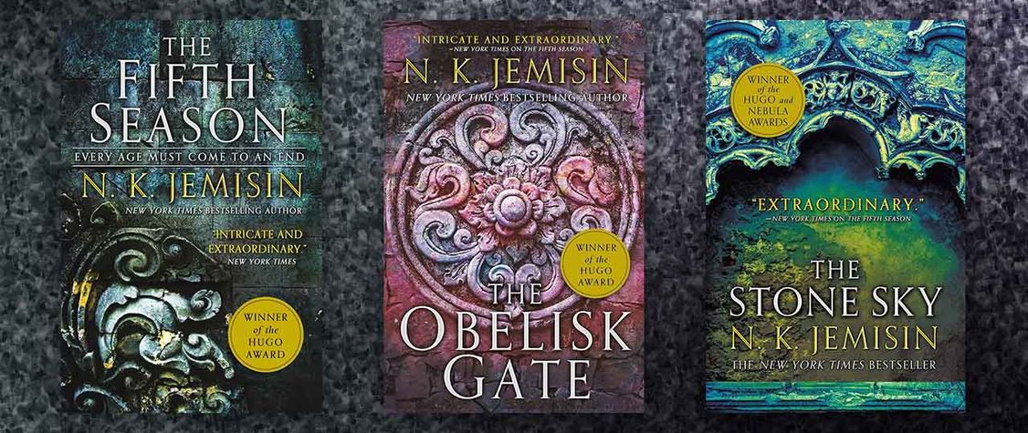 the broken earth trilogy covers in a collage