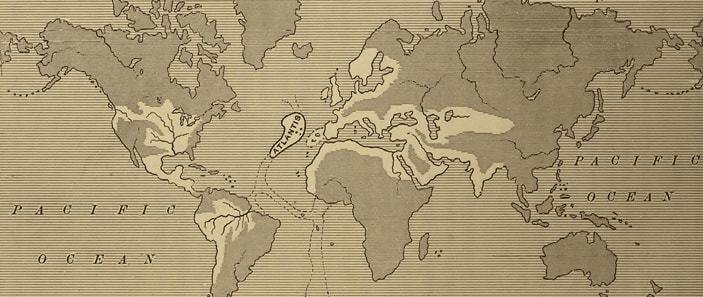A map showing the supposed extent of the Atlantean Empire.