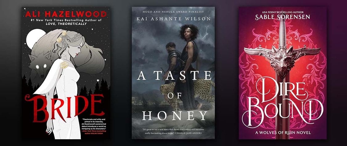 collage of new adult romantasy titles