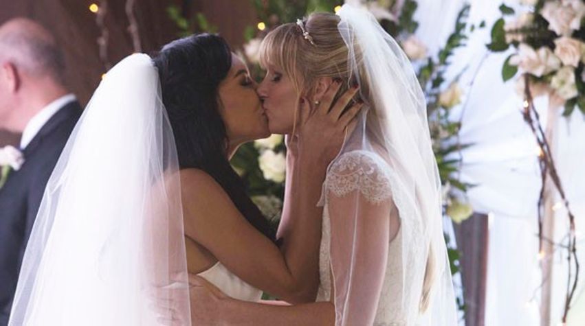 TV couples Santana and Brittany Glee