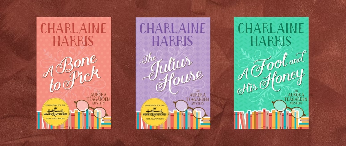 Covers of "A Bone to Pick," "Julius House," and "A Fool and His Honey" by Charlaine Harris