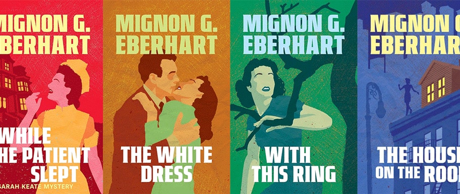 Four book covers full size next to one another. 