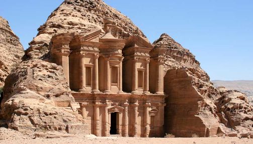 monastery carved into a rock formation