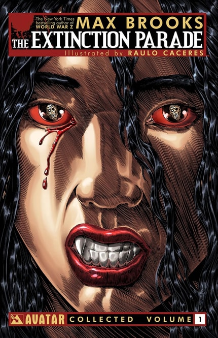 max-brooks-extinction-parade a woman cries blood with zombies in her eyes