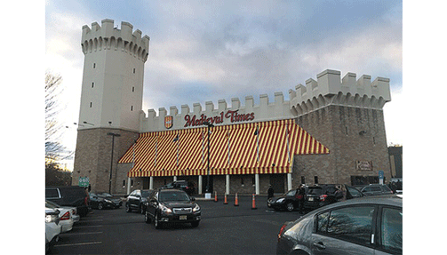 The front of the Medieval Times building in Lyndhurst, New Jersey in 2018.