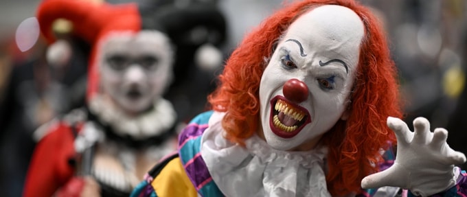 A scary clown cosplay