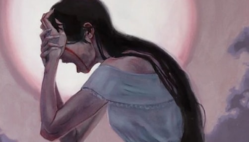 Creepy Mythical Creatures for Cancer Season La Llorona character hands in head crying out