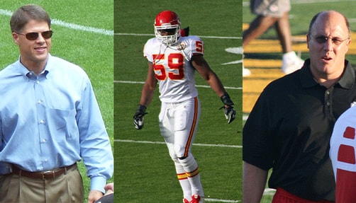 Photos of Clark Hunt, Scott Pioli, and Jovan Belcher.