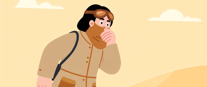 Illustration of man in desert.