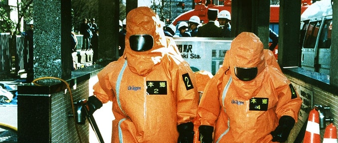 Photo of responders in the Tokyo Subway Sarin Attack.