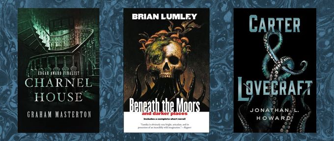 COvers of three books from this list over a blue background. 