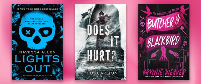 books-like-haunting-adeline_feature Three book covers set against pink background.