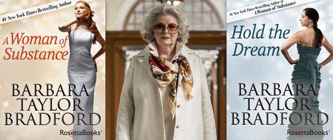 Still from new series with two book covers.