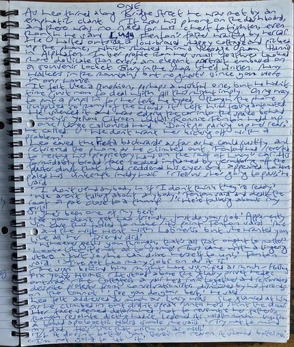 the first page of the handwritten draft for Incubations