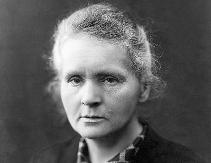 black and white photograph of Marie Curie