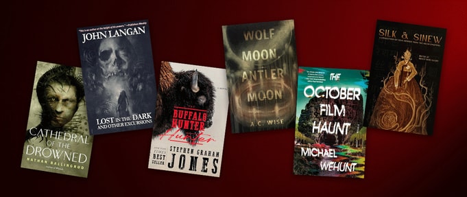 2025-bram-stoker-awards-winners-and-readalikes_feature Winners of the Bram Stoker Awards set against red background.