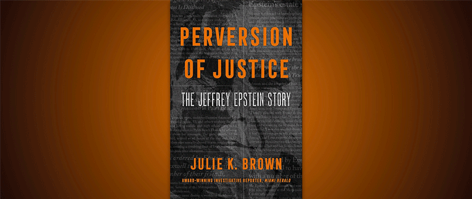 Cover of "Perversion of Justice" set against orange background.