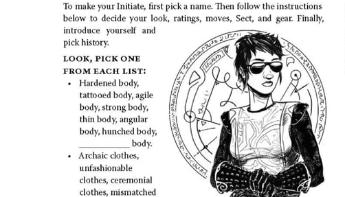 A person standing in front of an occult symbol.