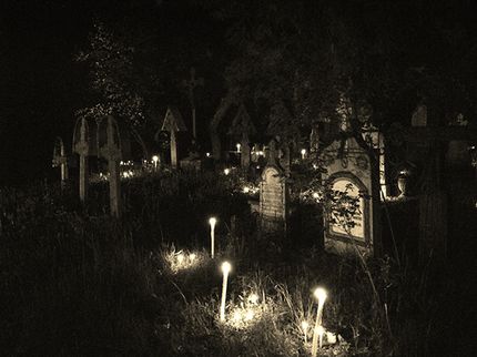 graveyard at night