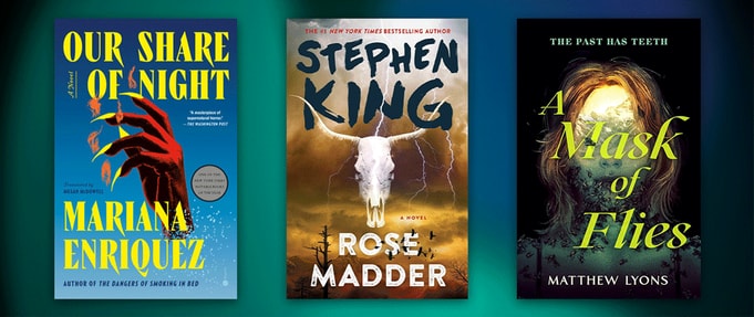 Three book covers set against blue and green background.