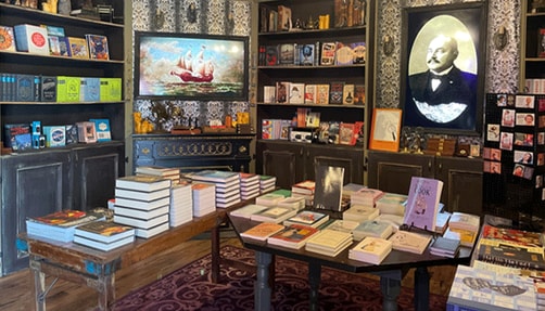 Photo of Alice's Haunted Little Bookshop interior. 