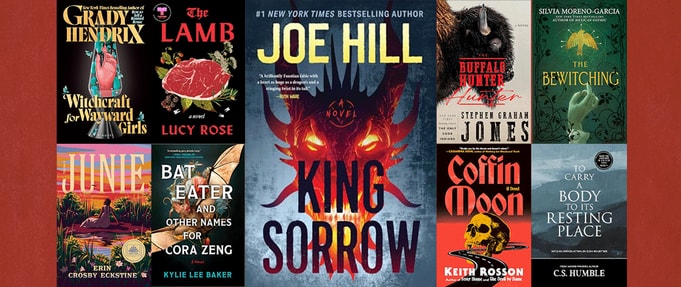 Covers of 'Witchcraft for Wayward Girls', 'Junie', 'The Lamb', 'Bat Eaters and Other Names for Cora Zeng', 'King Sorrow', 'The Buffalo Hunter', 'Coffin Moon', 'The Bewitching', 'To Carry a Body to it's Resting Place'. 