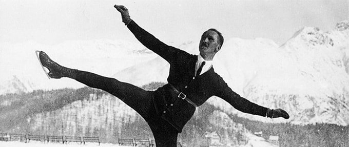 Photo of skater at the first Winter Olympics in 1924.
