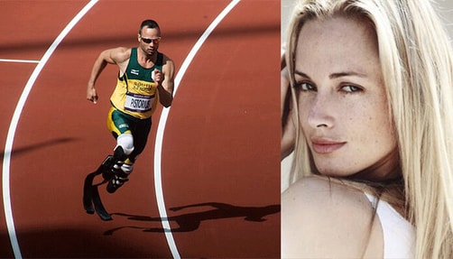 Photos of Oscar Pistorius and Reeva Steenkamp.