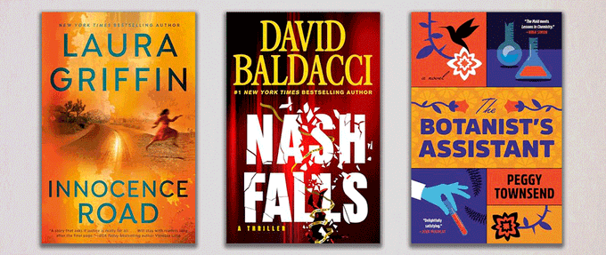 New-mystery-thriller-books-november_feature covers of 'Innocence Road', 'Nash Falls', and "The Botanist's Assistant'