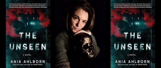Ania Ahlborn and the cover of her newest book.