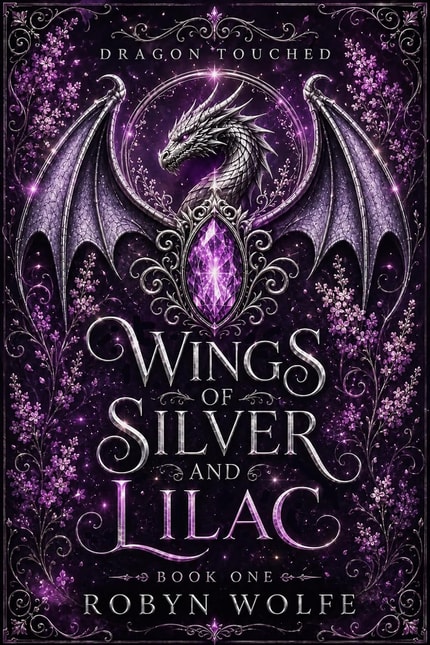 A purple dragon on the cover of Wings of Silver and Lilac