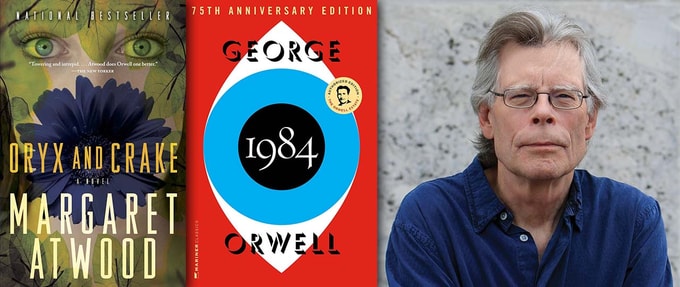 stephen-king-sff portrait of stephen king with some of his favorite science fiction and fantasy titles