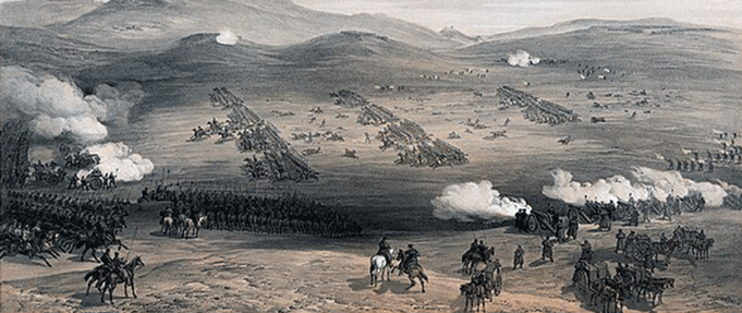 Depiction of the charge of the light cavalry brigade.