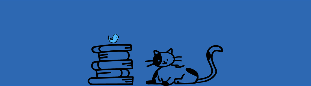 Handdrawn stack of books next to a spotted cat. The Early Bird Books logo perches on top of the books.