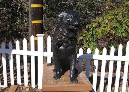 A statue of Bosco, the dog mayor of Sunol, California