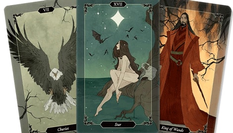 Photo of Dark Wood Tarot deck.