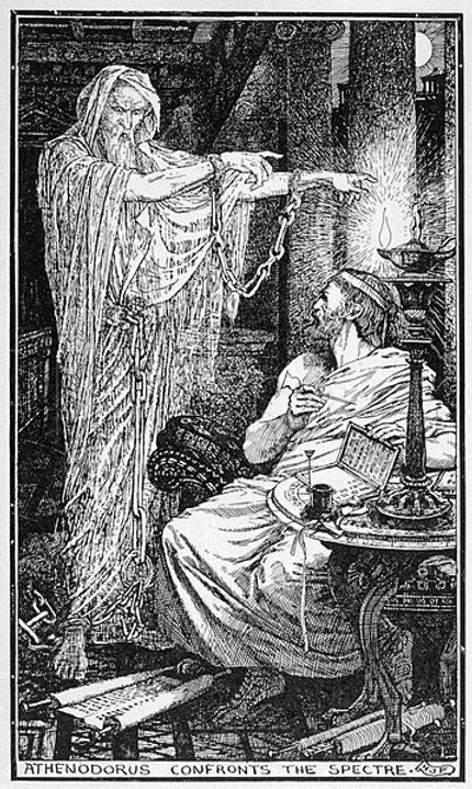 athenodorus-confronts-the-spectre Andrew Lang's "Athenodorus confronts the Spectre"