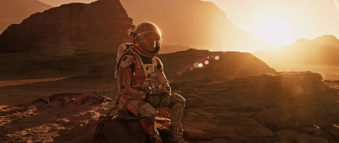 screenshot of the martian trailer starring matt damon