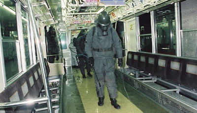 Photo of aftermath of Tokyo Subway Sarin Attack.
