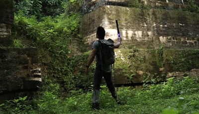 Photo of National Geographic explorer Dr Albert Lin in Tikal, Guatamala.