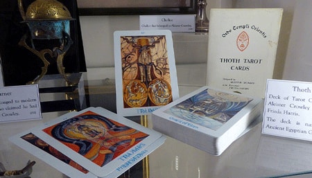 Photo of Display of the Thoth tarot cards in a museum.