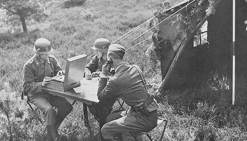 An Enigma machine in use 