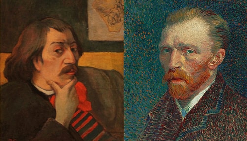 Self portraits of Van Gogh and Gauguin.
