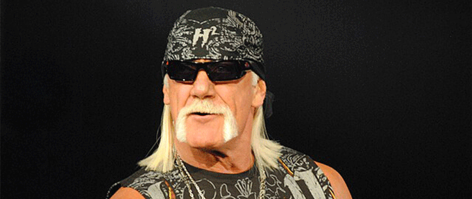 Photo of Hulk Hogan with signature bandana and glasses.